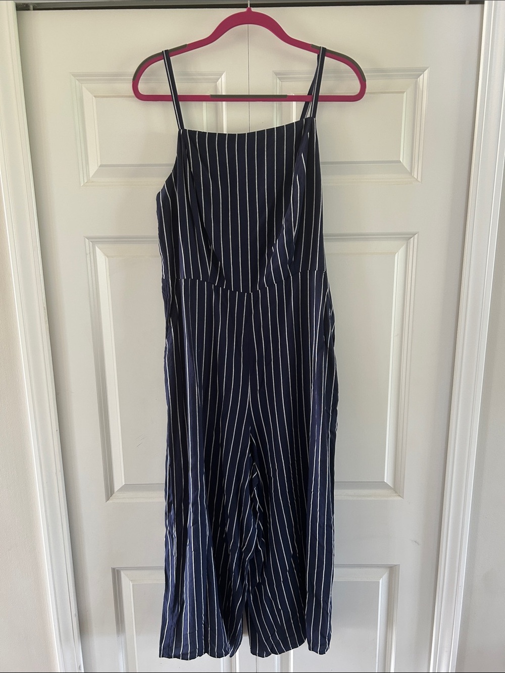 Old Navy Navy and White Striped Jumpsuit - Large